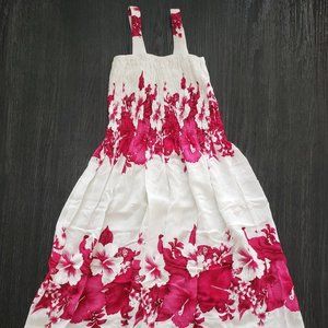 Girls sundress, white/pink flowers, size 10